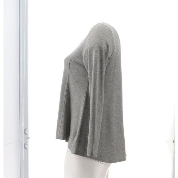 NWT DG2 BY DIANE GILMAN SEAMED BRUSHED KNIT SWEATER W/SWING HEM GRAY XS - Picture 3 of 11